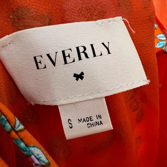 Spaghetti strap, bright orange, purple and blue floral sundress - Picture 3 of 4